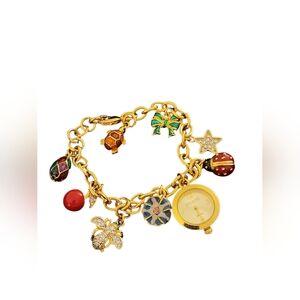 Joan Rivers Charm Bracelet and Watch 8 Charms Bee Needs Battery New Without Tags